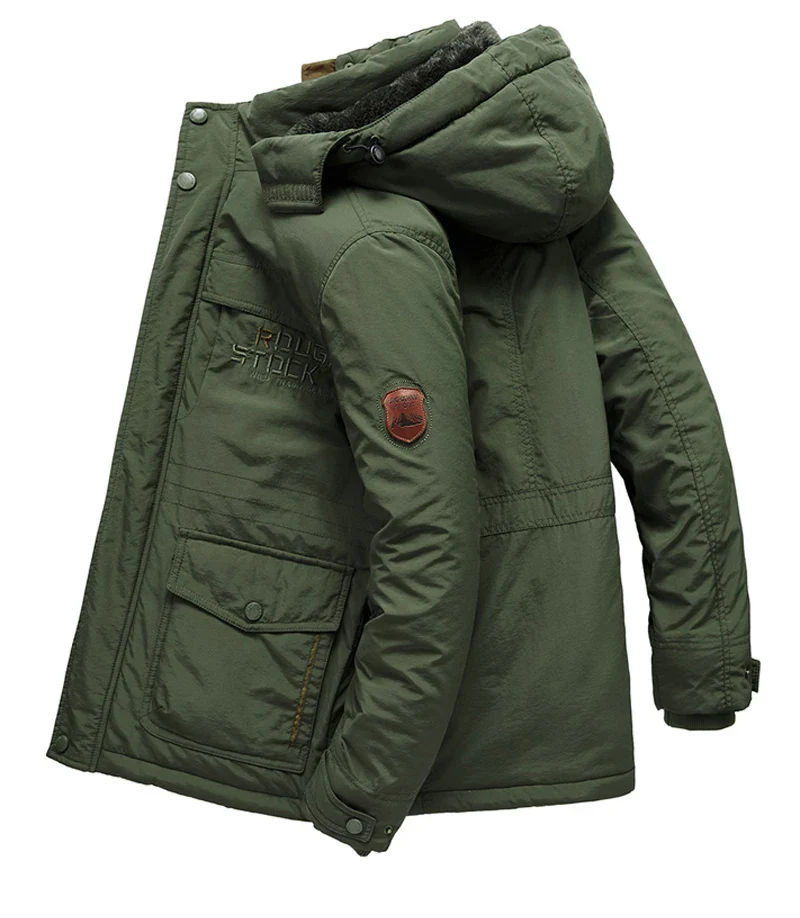 Winter parka men jacket Mens Plus velvet Men Hooded Windbreaker coats men's casual warm jackets coat Detachable hat L-6XL 8186 - Image 2