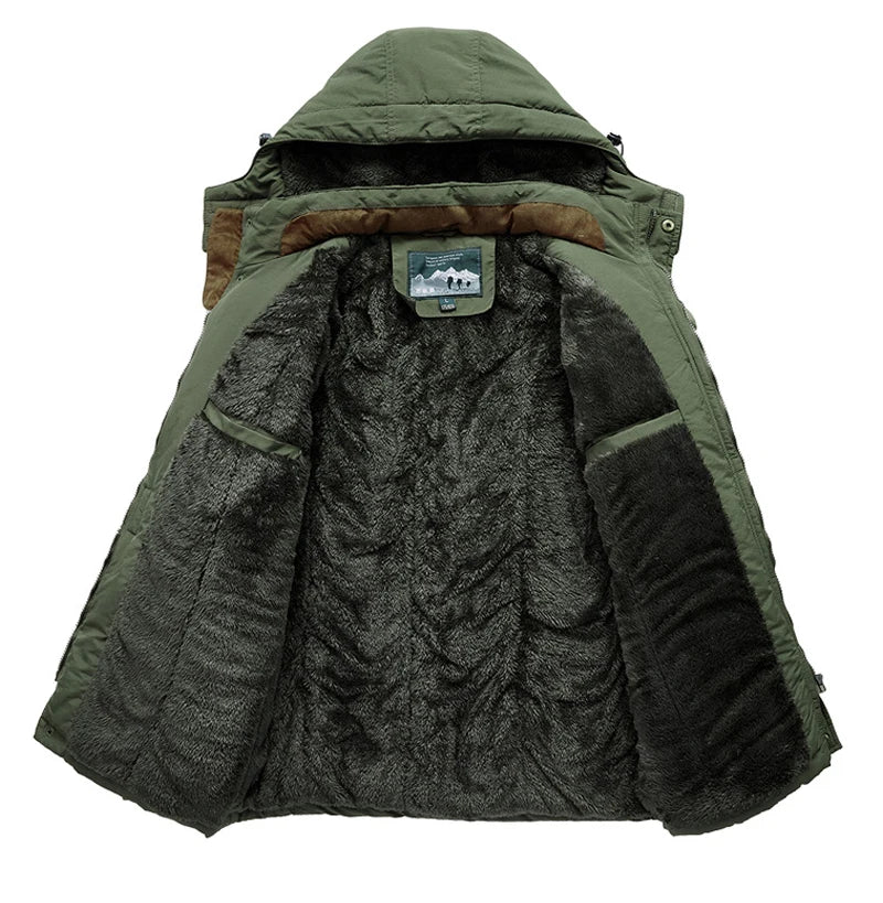 Winter parka men jacket Mens Plus velvet Men Hooded Windbreaker coats men's casual warm jackets coat Detachable hat L-6XL 8186 - Image 3