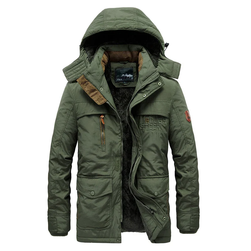 Winter parka men jacket Mens Plus velvet Men Hooded Windbreaker coats men's casual warm jackets coat Detachable hat L-6XL 8186 - Image 4
