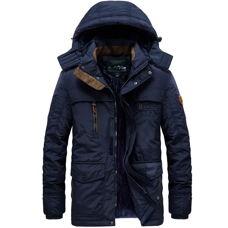 Winter parka men jacket Mens Plus velvet Men Hooded Windbreaker coats men's casual warm jackets coat Detachable hat L-6XL 8186 - Image 8