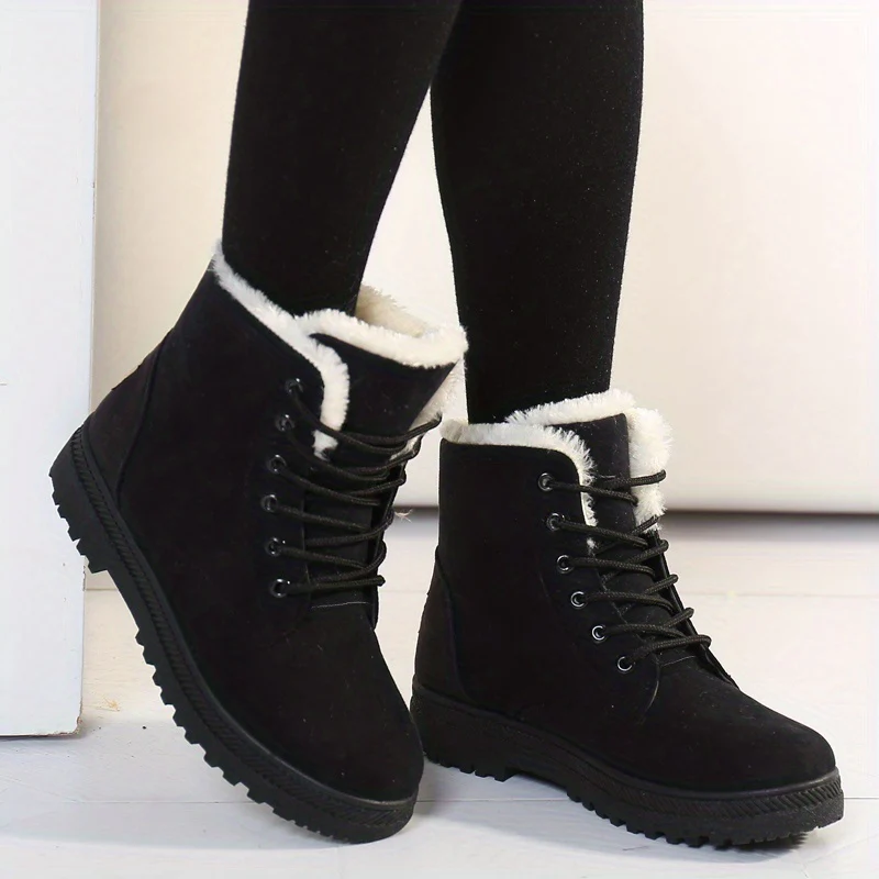 [Winter Snow Boots] Slip-Resistant & Plush Lined Women's Winter Snow Boots | PU Sole, Lace-Up Closure, Cushioned Insole - Cold Weather Boots for Everyday & Formal Outfits - Extended Sizes up to US Women's 44 (EU 43) - Black B - Image 19