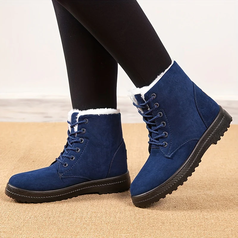 [Winter Snow Boots] Slip-Resistant & Plush Lined Women's Winter Snow Boots | PU Sole, Lace-Up Closure, Cushioned Insole - Cold Weather Boots for Everyday & Formal Outfits - Extended Sizes up to US Women's 44 (EU 43) - Black B - Image 3