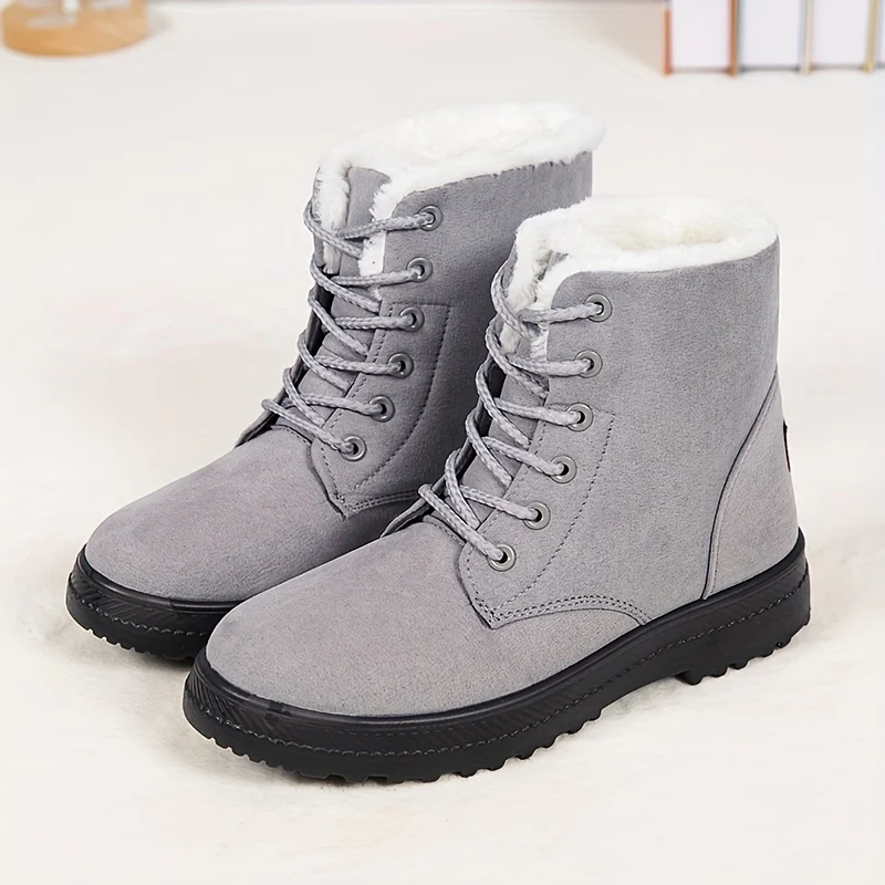 [Winter Snow Boots] Slip-Resistant & Plush Lined Women's Winter Snow Boots | PU Sole, Lace-Up Closure, Cushioned Insole - Cold Weather Boots for Everyday & Formal Outfits - Extended Sizes up to US Women's 44 (EU 43) - Black B - Image 4