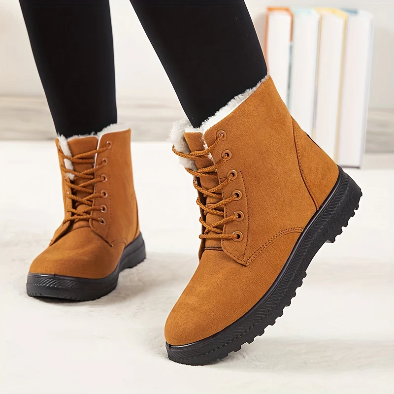 [Winter Snow Boots] Slip-Resistant & Plush Lined Women's Winter Snow Boots | PU Sole, Lace-Up Closure, Cushioned Insole - Cold Weather Boots for Everyday & Formal Outfits - Extended Sizes up to US Women's 44 (EU 43) - Black B - Image 5