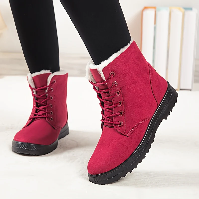 [Winter Snow Boots] Slip-Resistant & Plush Lined Women's Winter Snow Boots | PU Sole, Lace-Up Closure, Cushioned Insole - Cold Weather Boots for Everyday & Formal Outfits - Extended Sizes up to US Women's 44 (EU 43) - Black B - Image 6