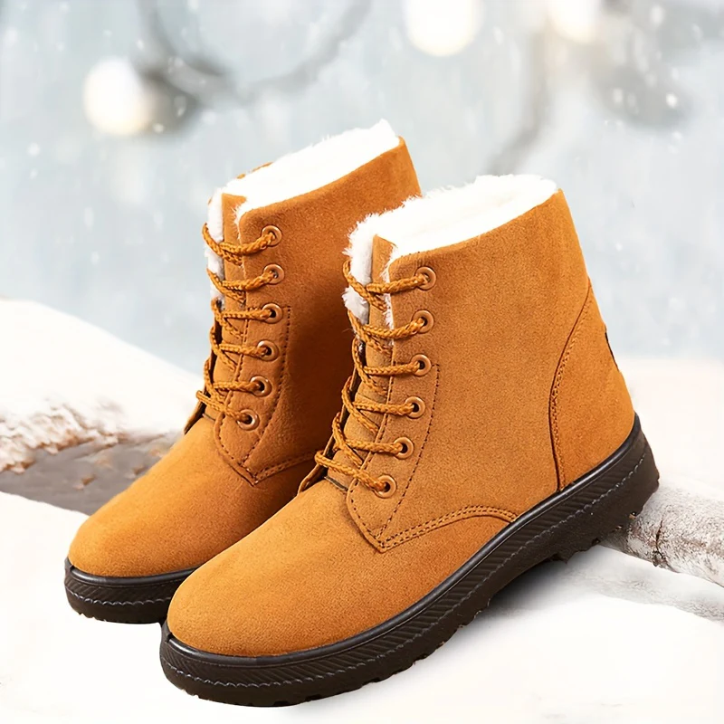 [Winter Snow Boots] Slip-Resistant & Plush Lined Women's Winter Snow Boots | PU Sole, Lace-Up Closure, Cushioned Insole - Cold Weather Boots for Everyday & Formal Outfits - Extended Sizes up to US Women's 44 (EU 43) - Black B - Image 8