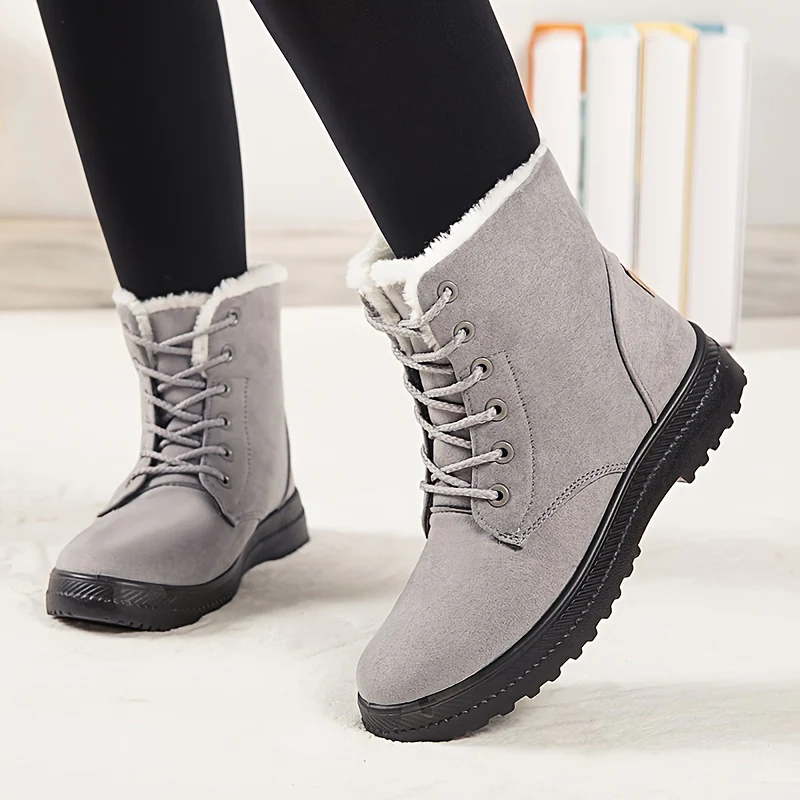 [Winter Snow Boots] Slip-Resistant & Plush Lined Women's Winter Snow Boots | PU Sole, Lace-Up Closure, Cushioned Insole - Cold Weather Boots for Everyday & Formal Outfits - Extended Sizes up to US Women's 44 (EU 43) - Black B - Image 9