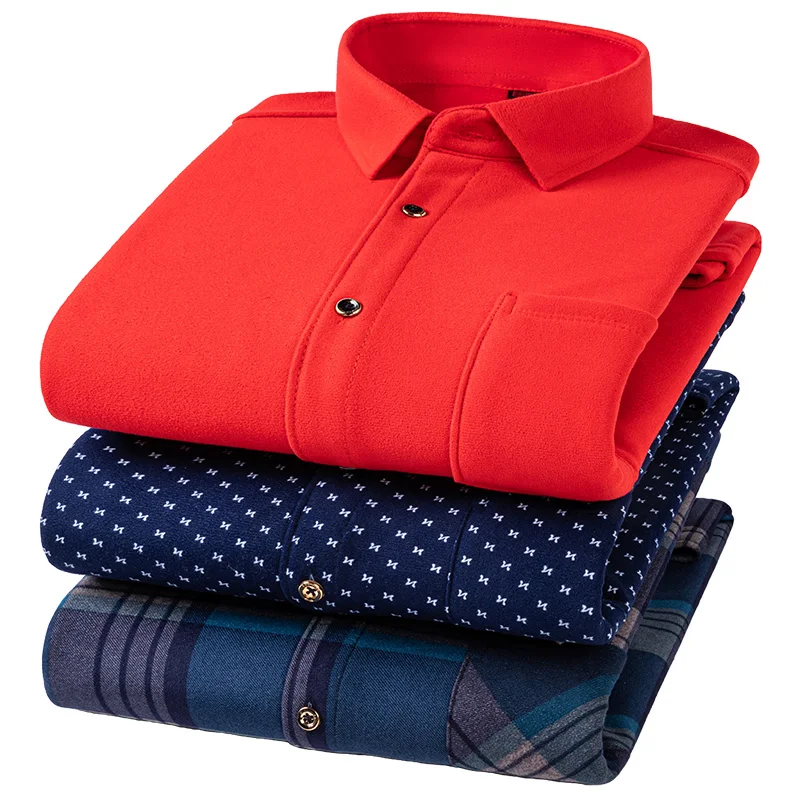 Winter Warm Men's Plaid Shirts Thickened Flannel Casual Menswear Long Sleeve Plus Size Office Workwear Casual Male Check Shirts - Image 6