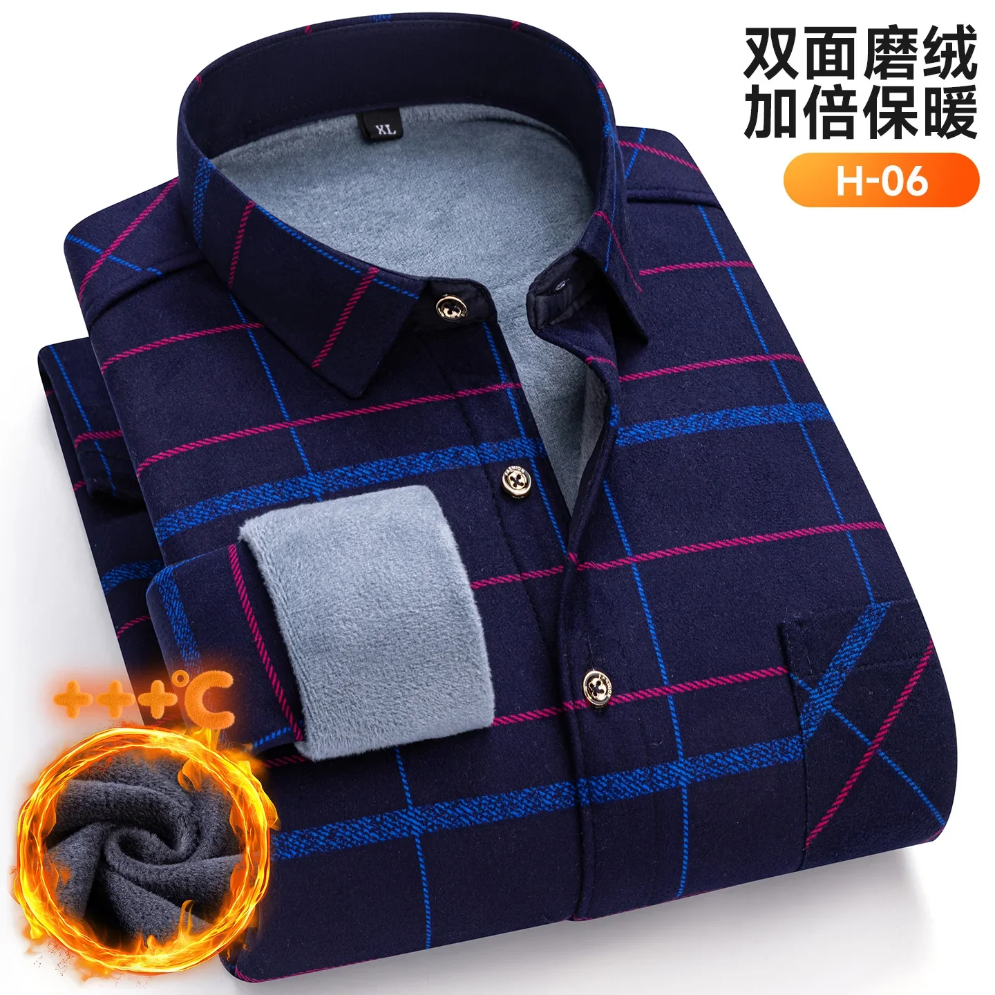 Winter Warm Men's Plaid Shirts Thickened Flannel Casual Menswear Long Sleeve Plus Size Office Workwear Casual Male Check Shirts - Image 8