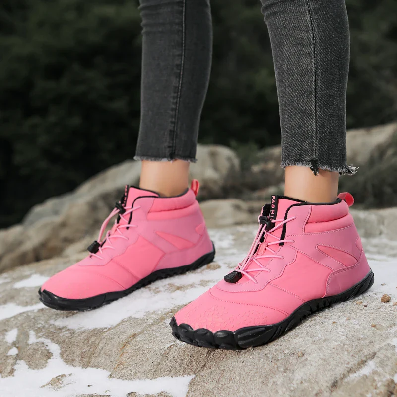 Winter Warm Running Barefoot Shoes Women Men Rubber High Ankle Boots Waterproof Non-Slip Breathable for Trekking Climbing - Image 3