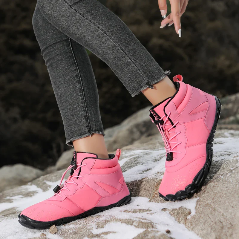 Winter Warm Running Barefoot Shoes Women Men Rubber High Ankle Boots Waterproof Non-Slip Breathable for Trekking Climbing - Image 4