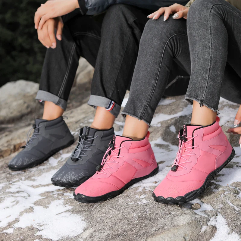 Winter Warm Running Barefoot Shoes Women Men Rubber High Ankle Boots Waterproof Non-Slip Breathable for Trekking Climbing - Image 5