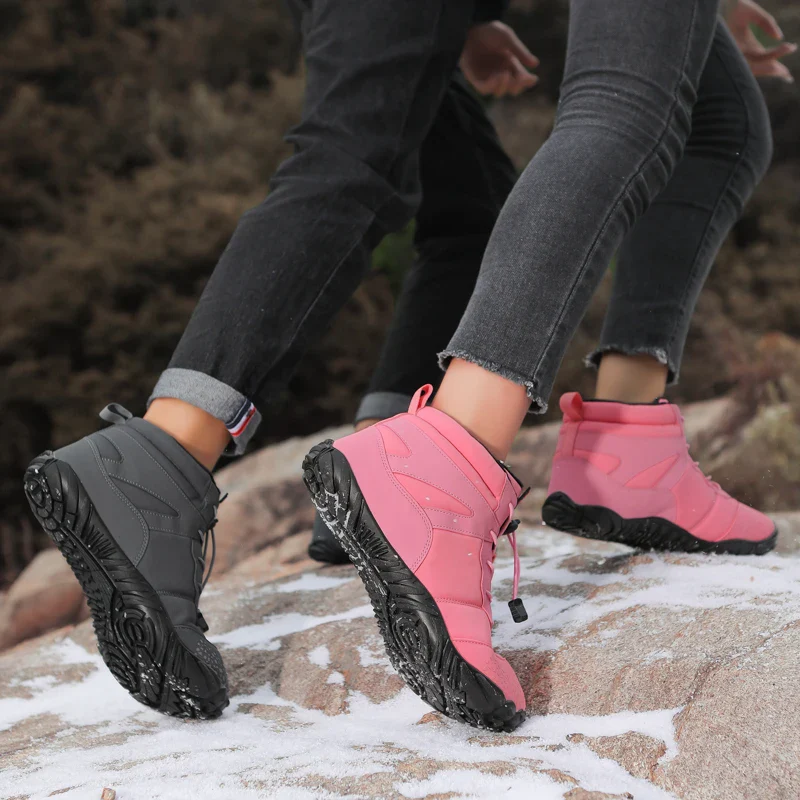 Winter Warm Running Barefoot Shoes Women Men Rubber High Ankle Boots Waterproof Non-Slip Breathable for Trekking Climbing - Image 6