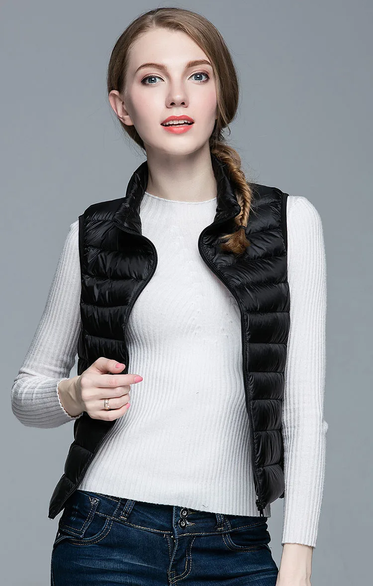 Winter Women 90% White Duck Down Vest Ultra Light Vest Jacket Autumn Winter Sleeveless Coat Waistcoat - Image 3