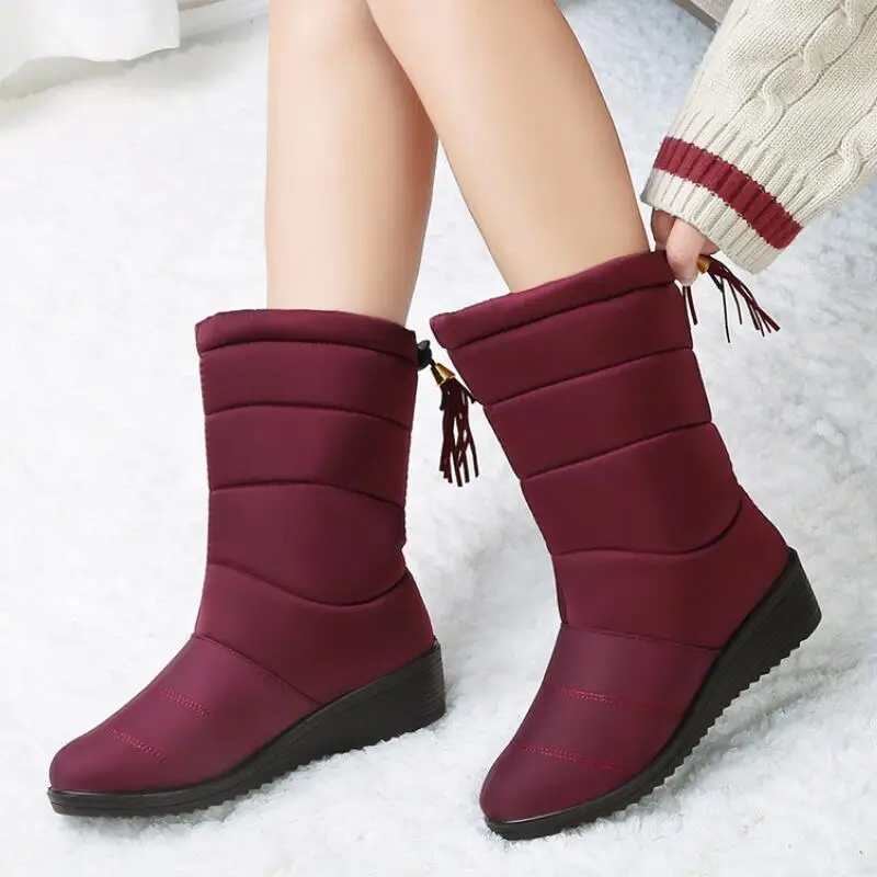 Winter Women Boots Ankle Boots Down Snow Boots Waterproof Tassel Winter Shoes Women Warm Fur Black Boots Female Botas Mujer - Image 5