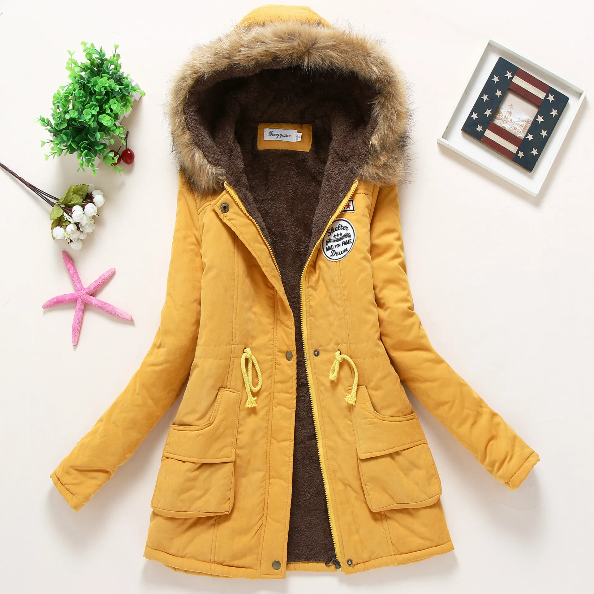 Winter women coat 2019 Women's Parka Casual Outwear Military Hooded fur Coat Down Jackets Winter Coat for Female CC001 - Image 4