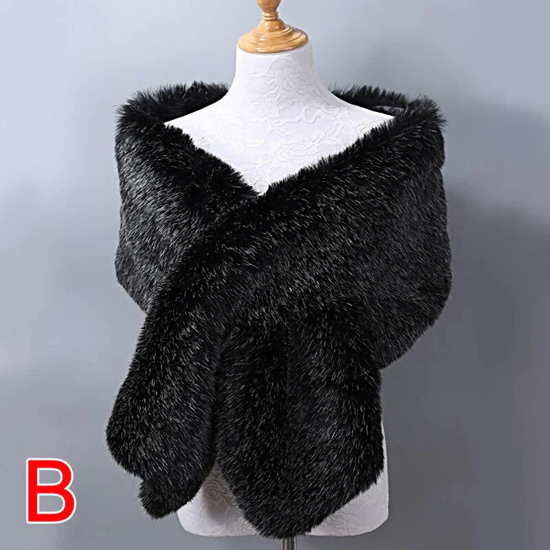 Winter Women Fur Capes Cloak Wedding Faux Fur Bolero Stole Warm Shawl Wraps Bridal Jacket Formal Evening Party Warm Scarf 2022 - Image 8