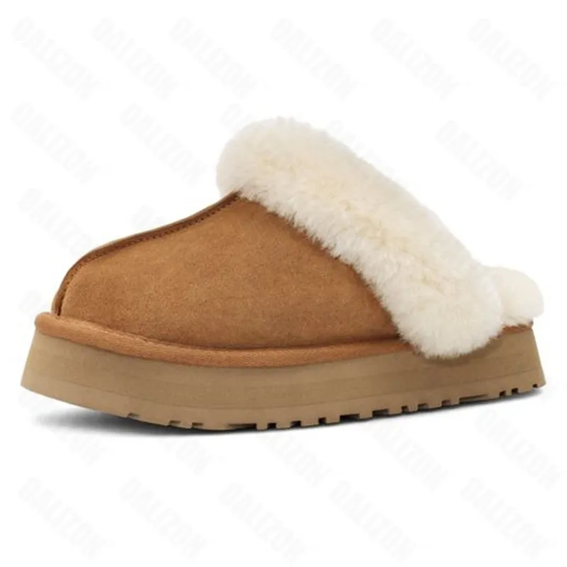 Winter Women Fur Slippers Warm Boots Platform Flip Flops 2022 New Short Plush Flats Home Cotton Shoes Suede Mules Ladies Boots - Image 6