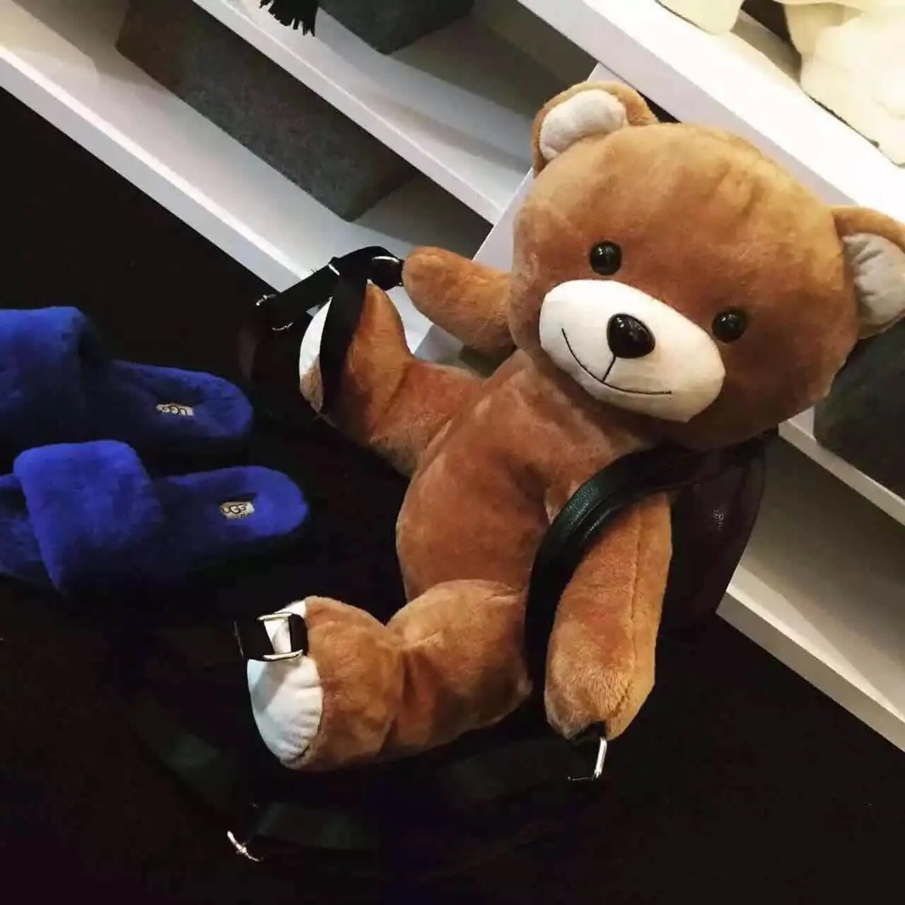 Winter Women/Girls Fashion Leather Backpack Plush Teddy Bear Backpack/School bag fmous brand leisure small backpack bag - Image 3