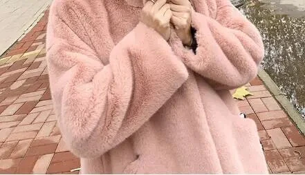 Winter Women High Quality Faux Rabbit Fur Coat Luxury Long Fur Coat Loose Lapel OverCoat Thick Warm Plus Size Female Plush Coats - Image 6