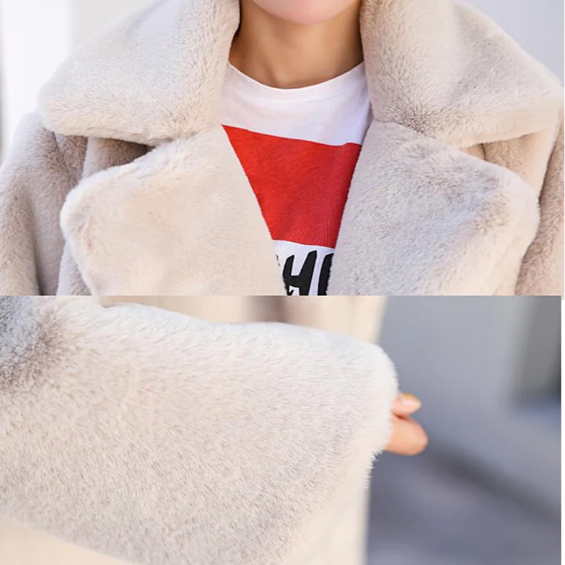 Winter Women High Quality Faux Rabbit Fur Coat Luxury Long Fur Coat Loose Lapel OverCoat Thick Warm Plus Size Female Plush Coats - Image 16