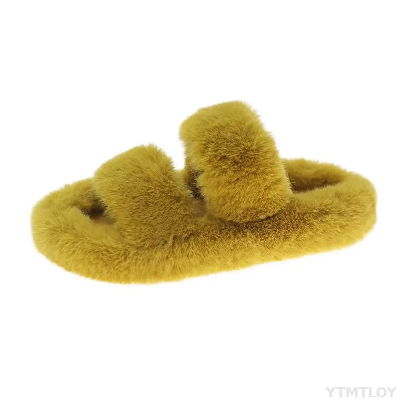 Winter Women House Furry Slippers Fashion Faux Fur Warm Shoes Slip On Flats Female Home Slides Black Plush Indoor Ytmtloy - Image 11