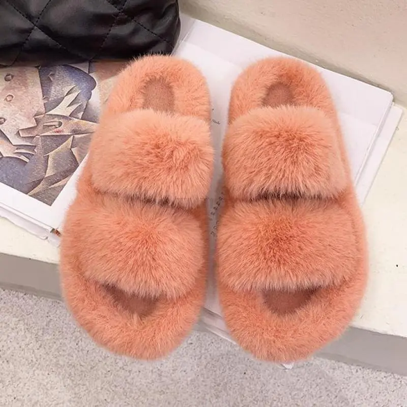 Winter Women House Furry Slippers Fashion Faux Fur Warm Shoes Slip On Flats Female Home Slides Black Plush Indoor Ytmtloy - Image 3