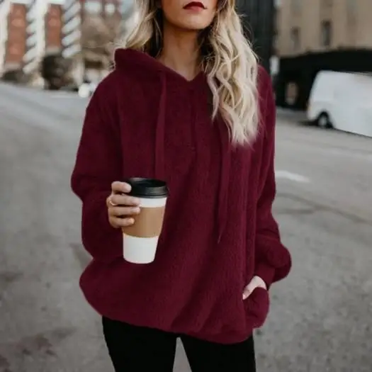 Winter Women Sherpa Hoodies Oversized Fleece Hooded Pullover Loose Fluffy Coat Warm Streetwear Hoodies - Image 13