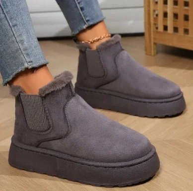 Winter Women Short Plush Warm Snow Boots Casual Shoes New Suede Fur Chelsea Ankle Boots Flats Platform Ladies Shoes Comfortable - Image 8