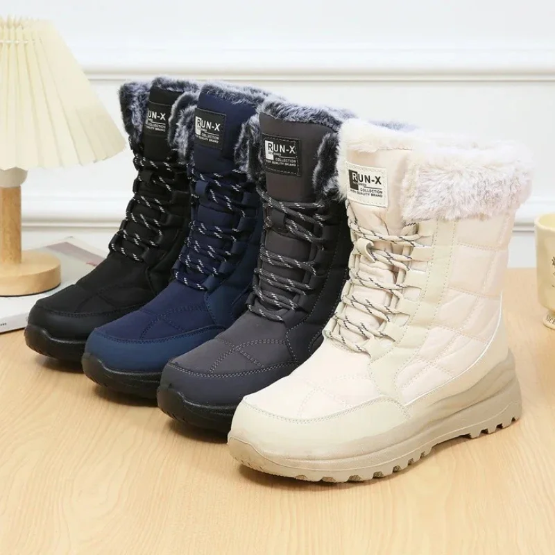 Winter Women's Boots Non-slip Plush Warm Snow Boots for Women Lace Up Platform Ankle Boots Comfortable Flat Shoes Cotton Shoes - Image 2