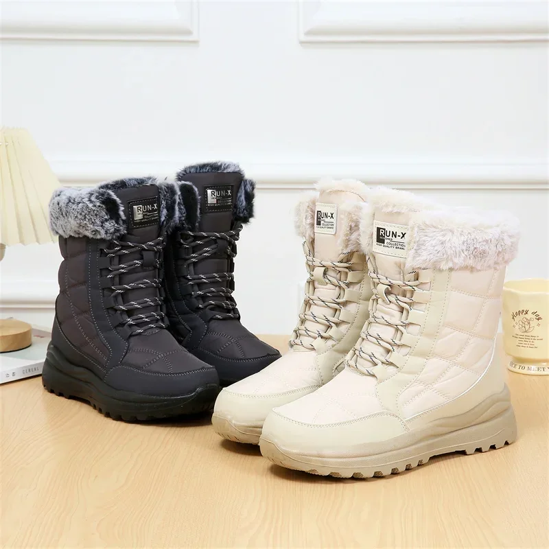 Winter Women's Boots Non-slip Plush Warm Snow Boots for Women Lace Up Platform Ankle Boots Comfortable Flat Shoes Cotton Shoes - Image 5