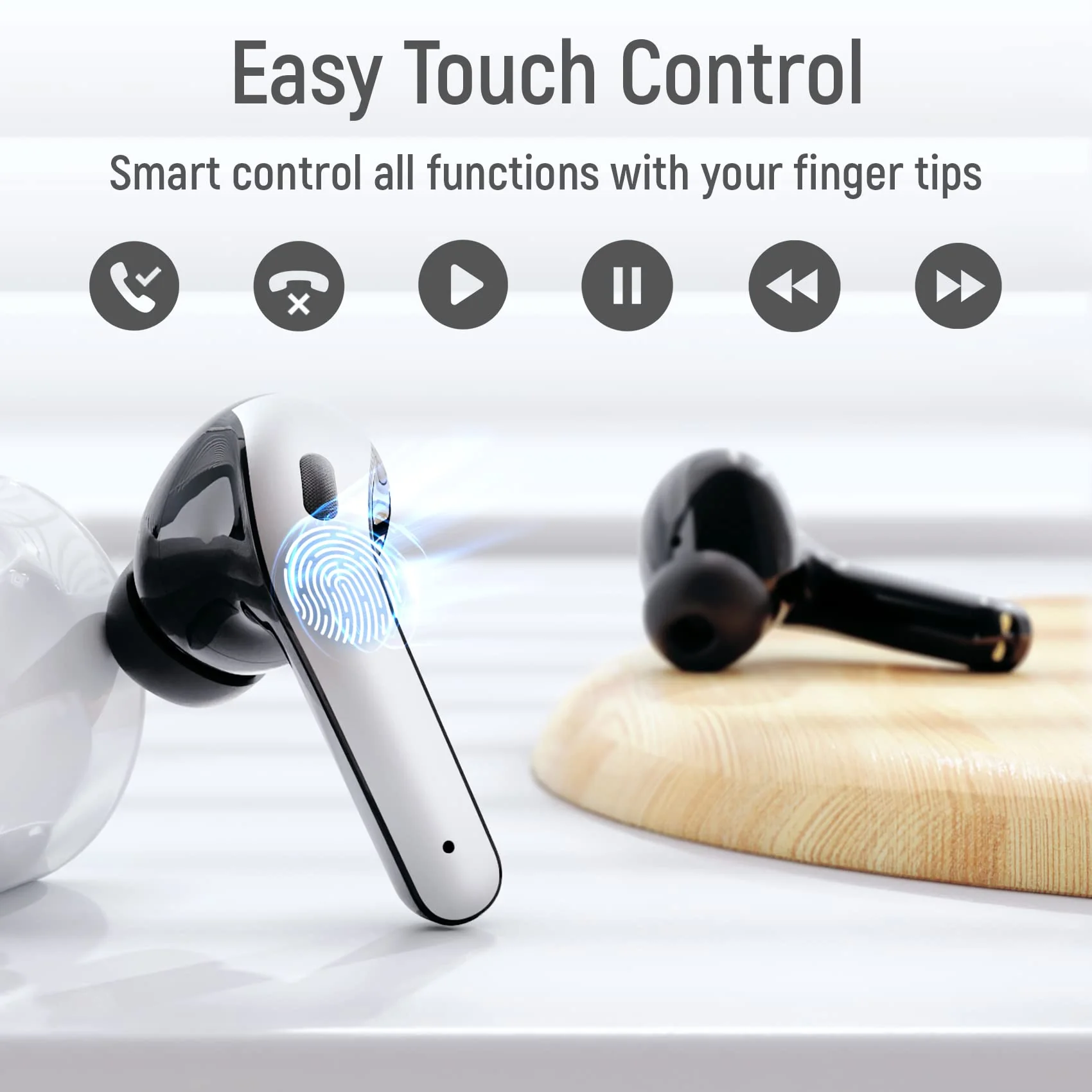 Wireless Earbuds Bluetooth Headphones 60H Playtime Ear Buds with LED Power Display Charging Case Earphones in-Ear Earbud with Microphone for Android Cell Phone Gaming Computer Laptop Sport Black - Image 4