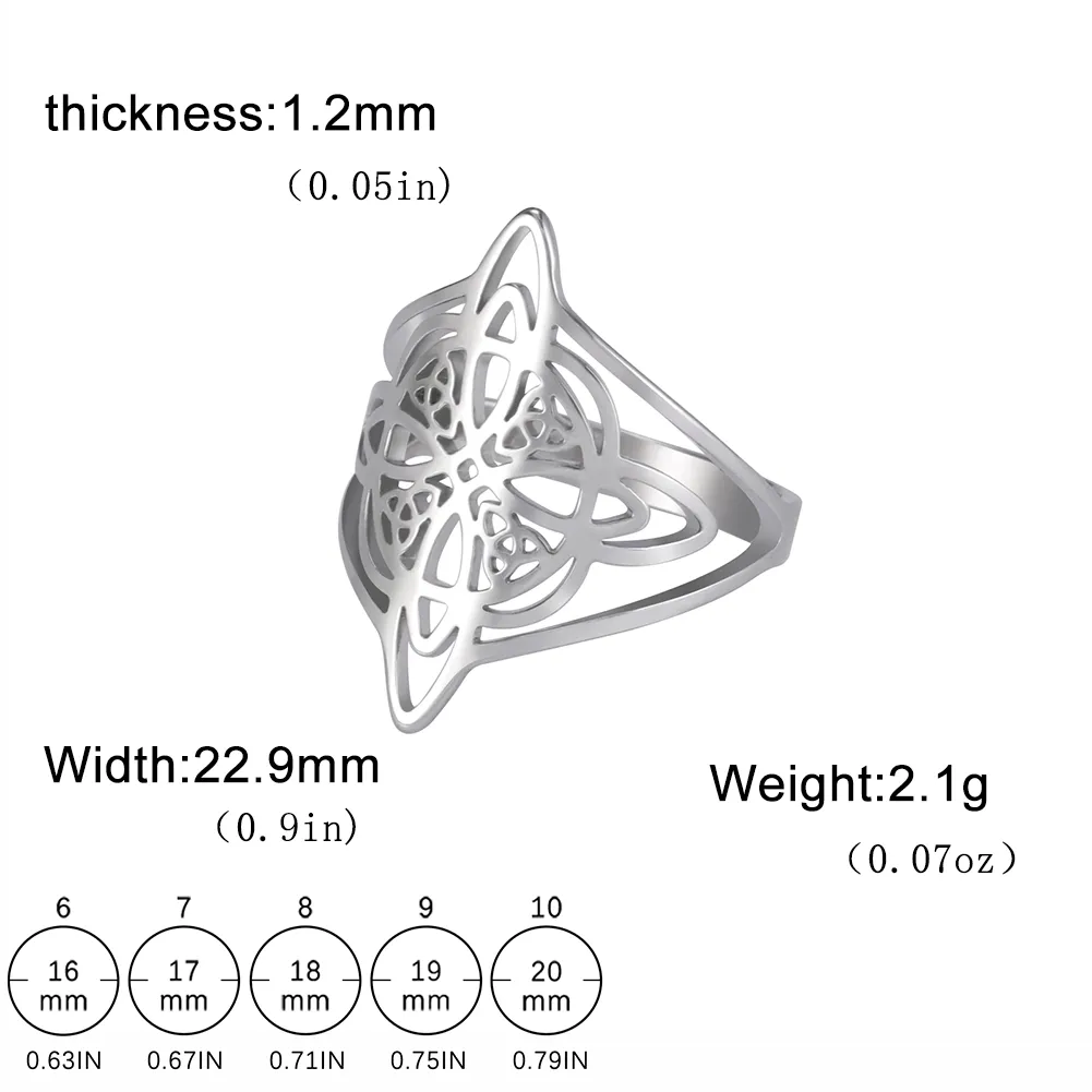 Witch Knot Stainless Steel Ring Wiccan Cross Celtics Knot Women Rings Witchcraft Good Luck Protection Amulet New Year 2023 Gifts - Image 2