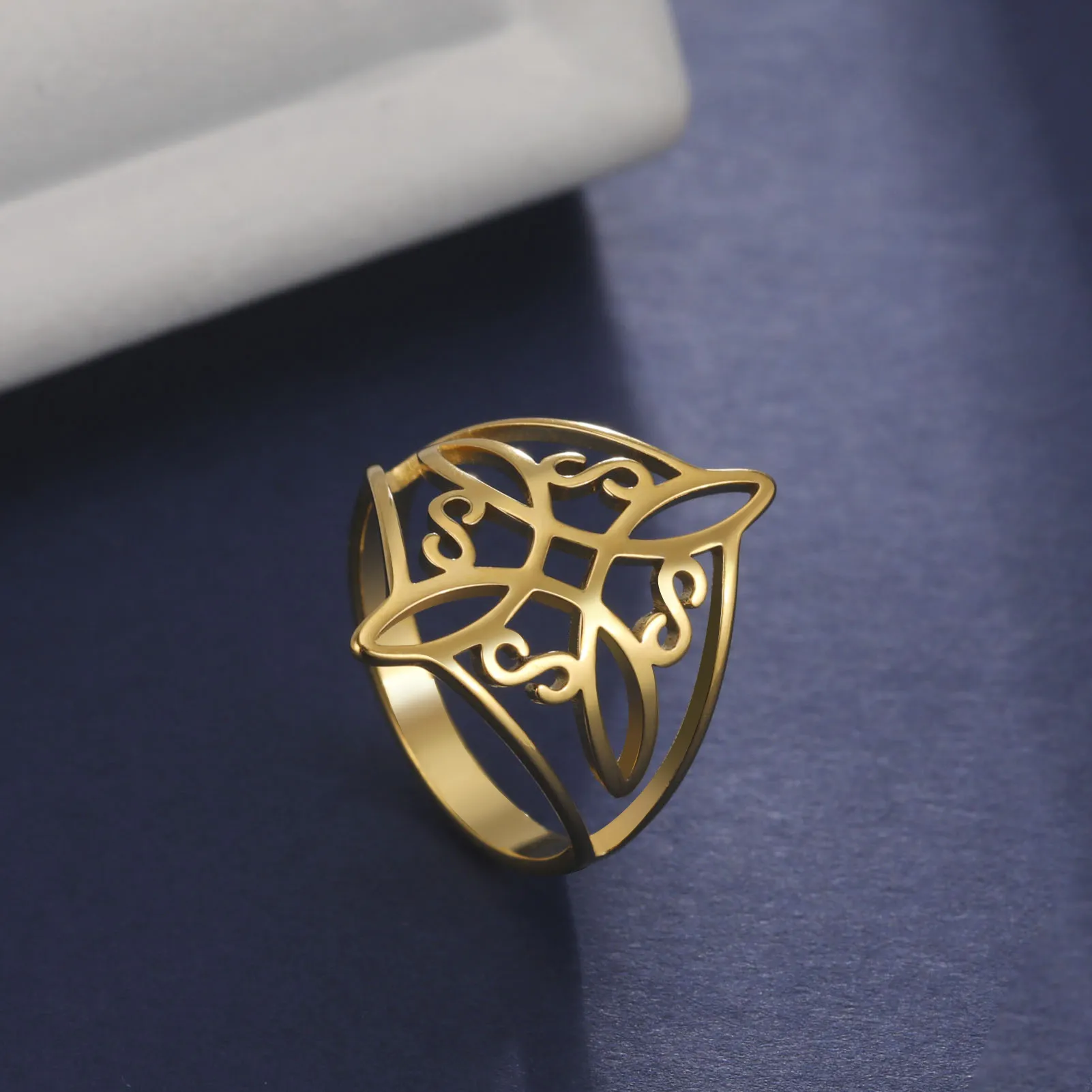 Witch Knot Stainless Steel Ring Wiccan Cross Celtics Knot Women Rings Witchcraft Good Luck Protection Amulet New Year 2023 Gifts - Image 3