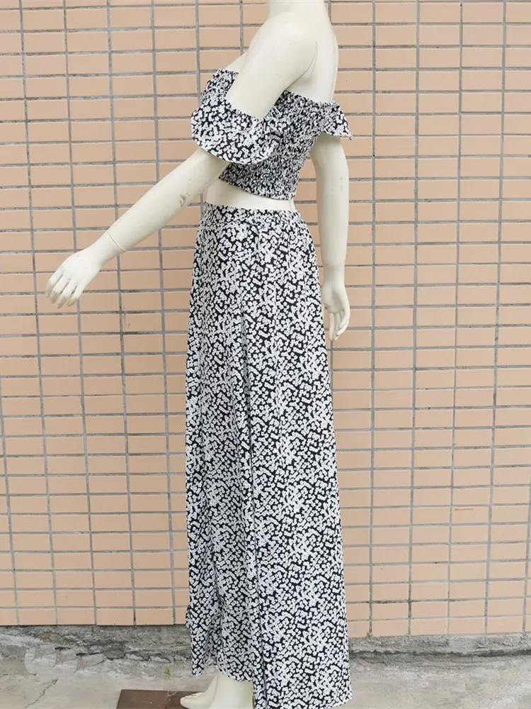 WJFZQM split off shoulder sexy two piece set dress women sleeveless backless ruffles long dresses print maxi party dress elegant - Image 5