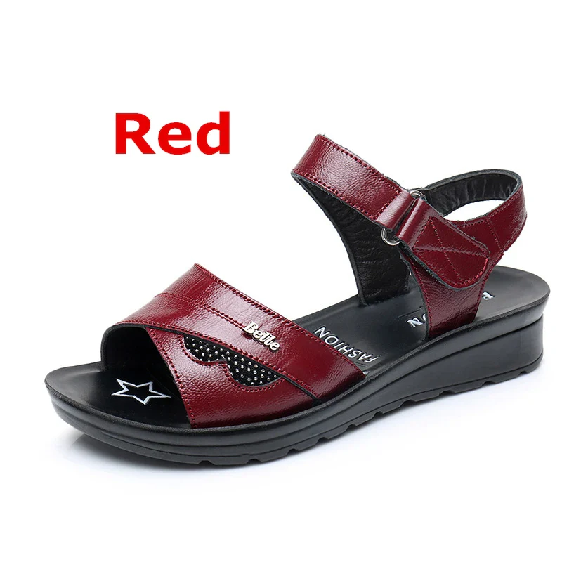 WOIZGIC Women Mother Old Female Sandals Shoes Cow Genuine Leather Casual PU Hook Loop Summer Beach Cool Size 35-41 HD-B01 - Image 4