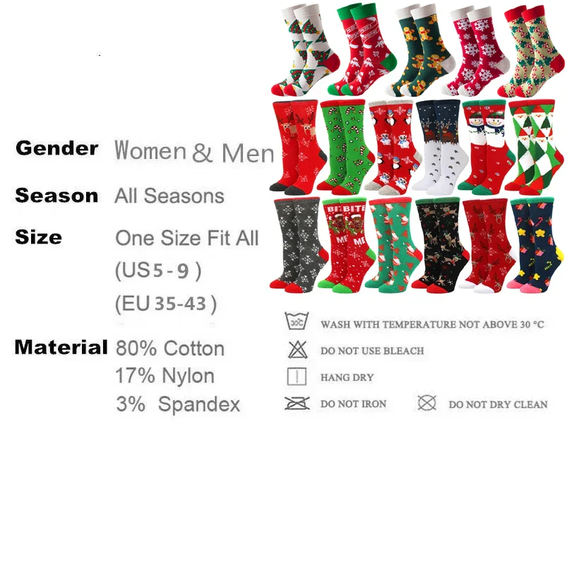 Woman Christmas Socks Funny Xmas Tree Snowflake Gingerbread man Candy Cane Cotton Tube Crew Happy Sock Men New Year Funny Sokken - Image 2