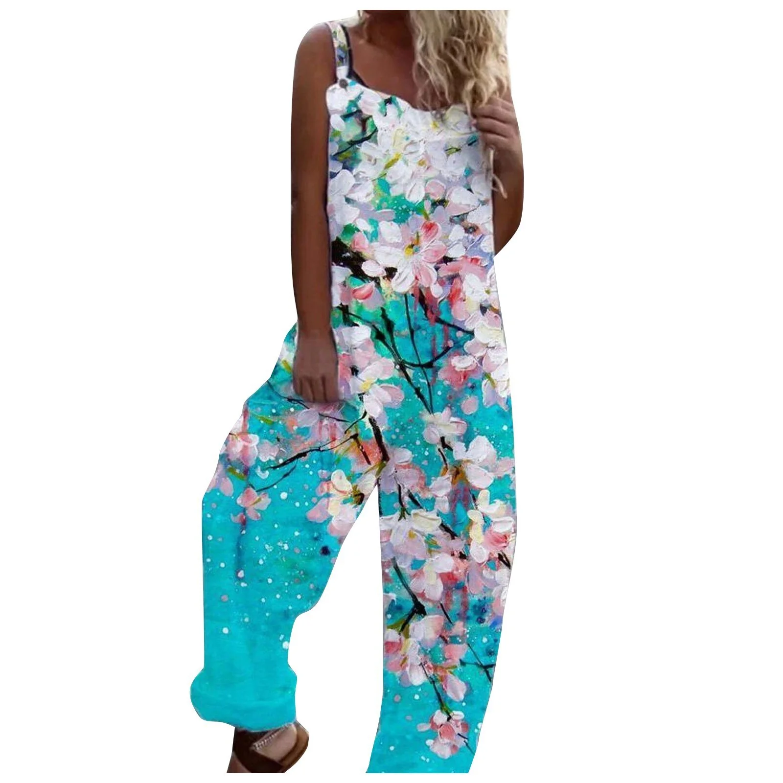 Woman Summer Jumpsuits Fashion Anchor Print Suspender Jumpsuit Casual Sexy Sleeveless Romper Elegant Streetwear - Image 4