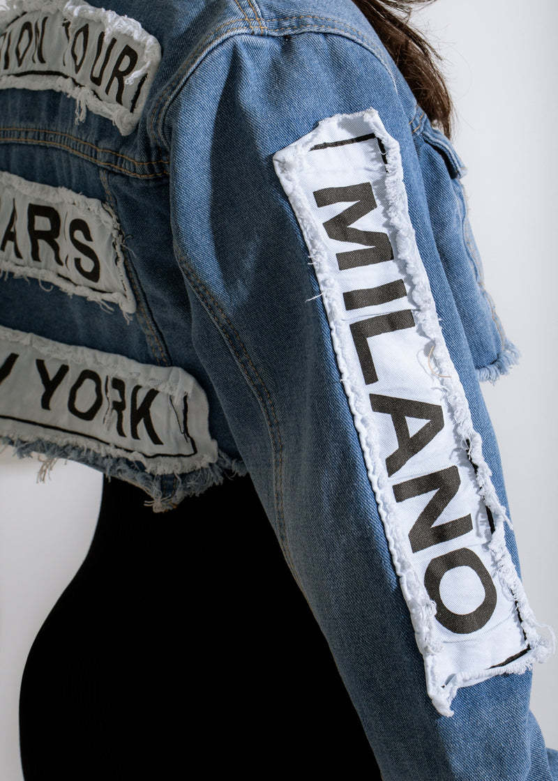 Woman Trendy Casual Denim Jeans Jacket Patched Denim Jacket Spring 2022 Adult Women's Crop Jeans Jacket - Image 4