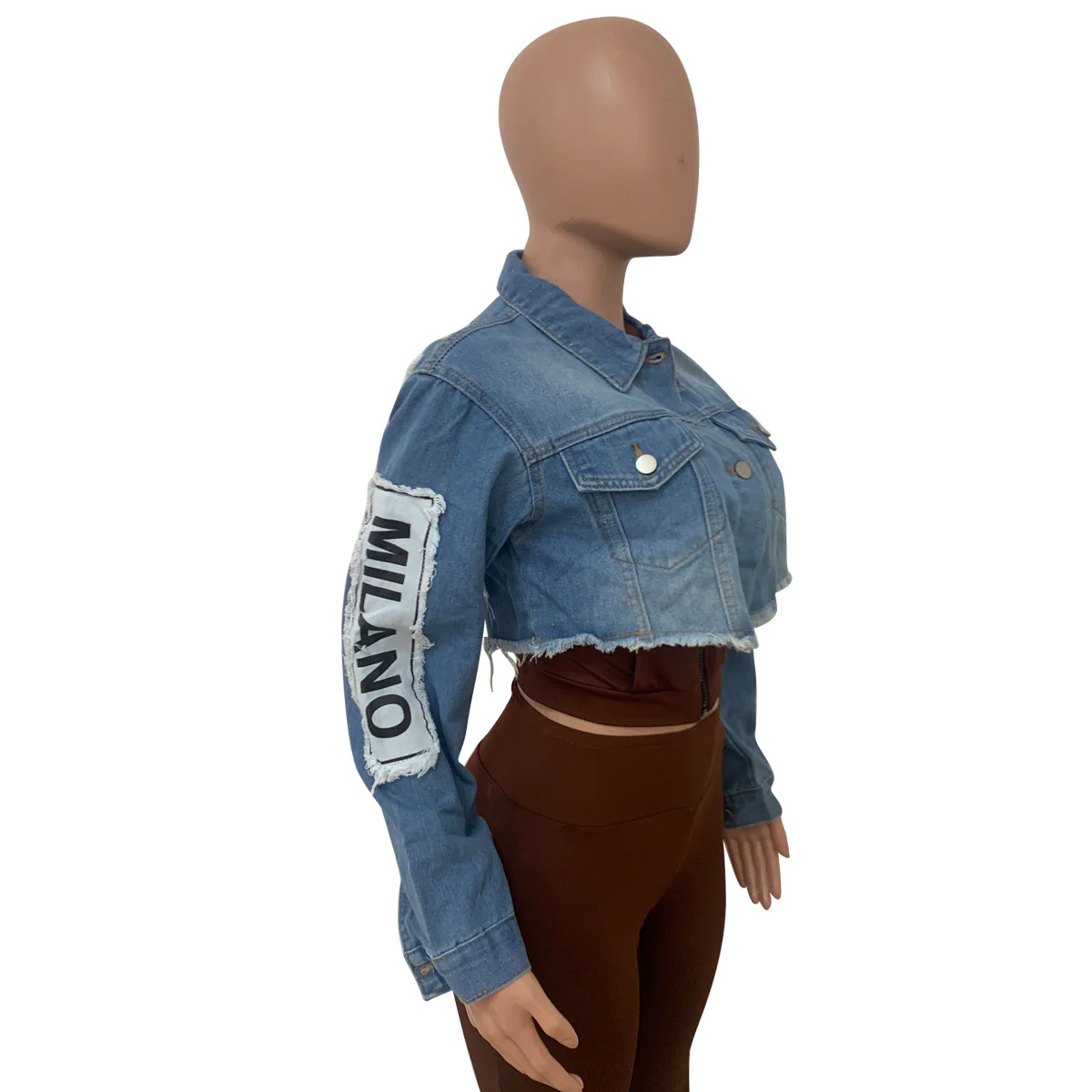 Woman Trendy Casual Denim Jeans Jacket Patched Denim Jacket Spring 2022 Adult Women's Crop Jeans Jacket - Image 6