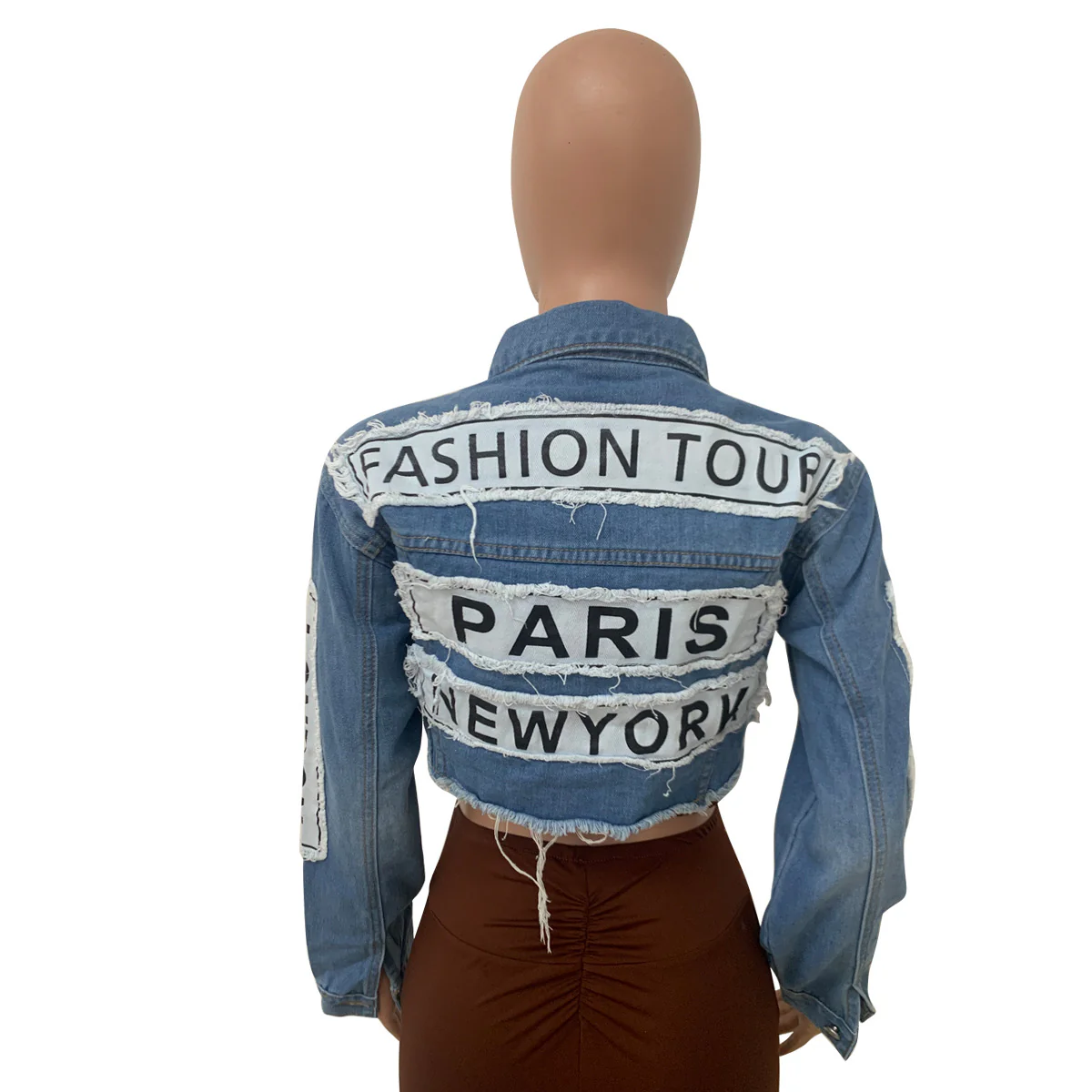 Woman Trendy Casual Denim Jeans Jacket Patched Denim Jacket Spring 2022 Adult Women's Crop Jeans Jacket - Image 7