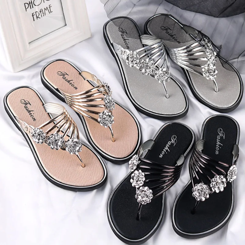 Sexy Women's Flat Flip Flops Fashion Casual Slippers Flower Lightweight Sandals