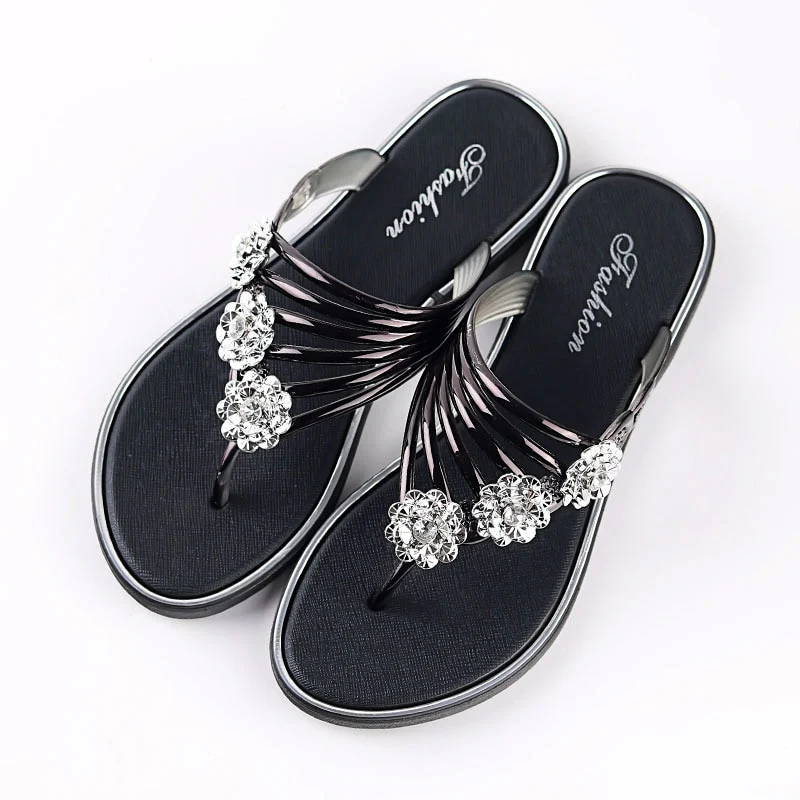 Sexy Women's Flat Flip Flops Fashion Casual Slippers Flower Lightweight Sandals - Image 4