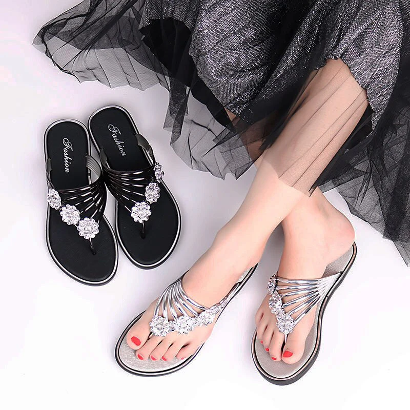 Sexy Women's Flat Flip Flops Fashion Casual Slippers Flower Lightweight Sandals - Image 9