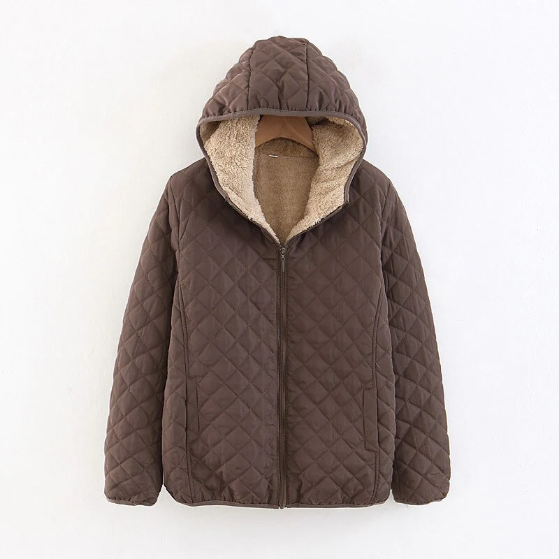 Women Autumn Winter Parkas Coat Jackets Female Lamb Hooded Plaid Long Sleeve Warm Winter Jacket S~3XL casaco feminino - Image 11