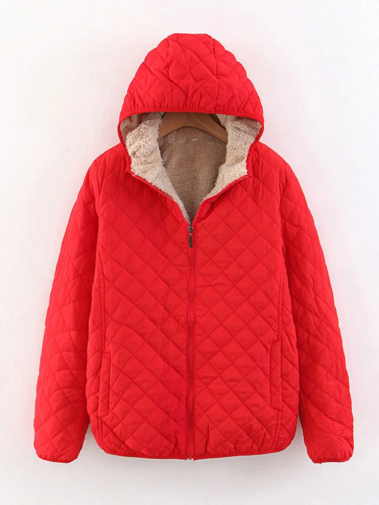 Women Autumn Winter Parkas Coat Jackets Female Lamb Hooded Plaid Long Sleeve Warm Winter Jacket S~3XL casaco feminino - Image 12