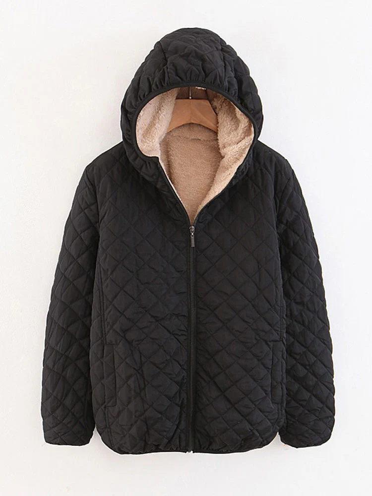 Women Autumn Winter Parkas Coat Jackets Female Lamb Hooded Plaid Long Sleeve Warm Winter Jacket S~3XL casaco feminino - Image 13
