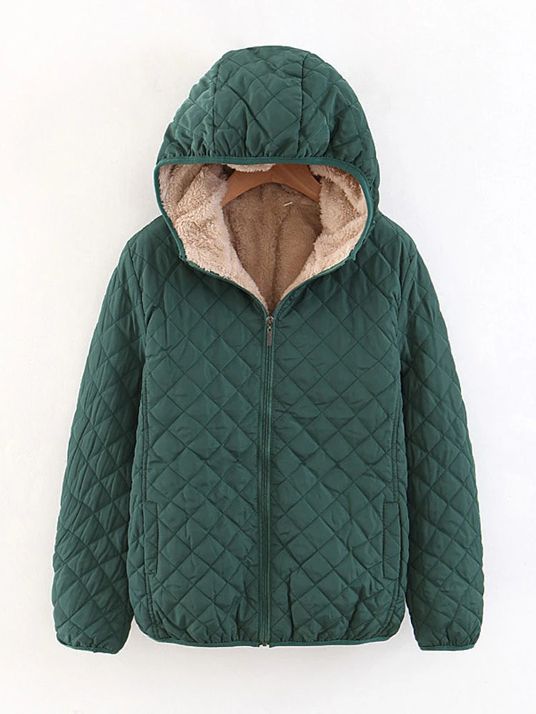 Women Autumn Winter Parkas Coat Jackets Female Lamb Hooded Plaid Long Sleeve Warm Winter Jacket S~3XL casaco feminino - Image 14