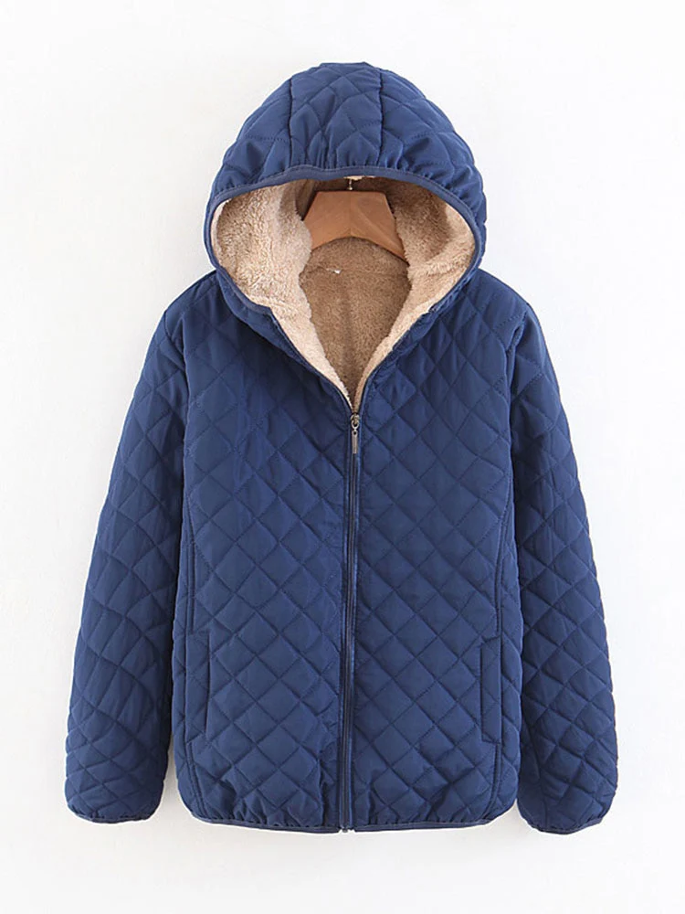 Women Autumn Winter Parkas Coat Jackets Female Lamb Hooded Plaid Long Sleeve Warm Winter Jacket S~3XL casaco feminino - Image 16