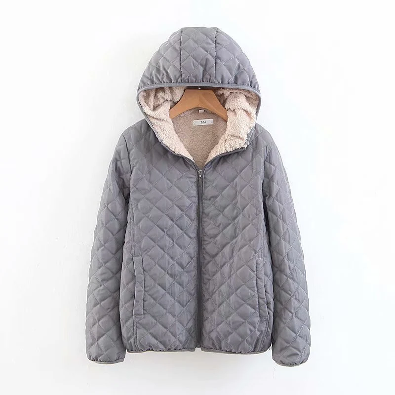 Women Autumn Winter Parkas Coat Jackets Female Lamb Hooded Plaid Long Sleeve Warm Winter Jacket S~3XL casaco feminino - Image 6
